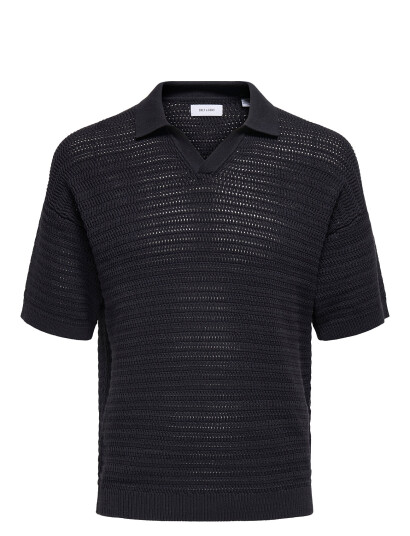 ONLY & SONS Onsthiago Ds 7 Ss Resort Crochet Polo - Navy - XS