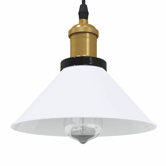 Høydejusterbar E27 Glans Hvit Ø 22cm Metall Høydejusterbar E27 Glans Hvit Ø 22cm Metall