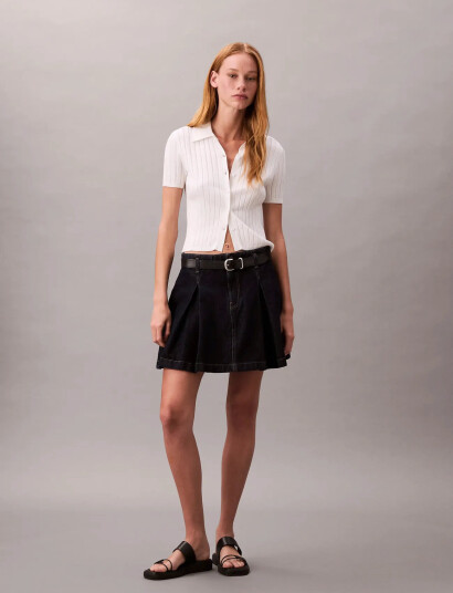 Calvin Klein Jeans Pleated Denim Skirt Ck Classic R - Navy - 30