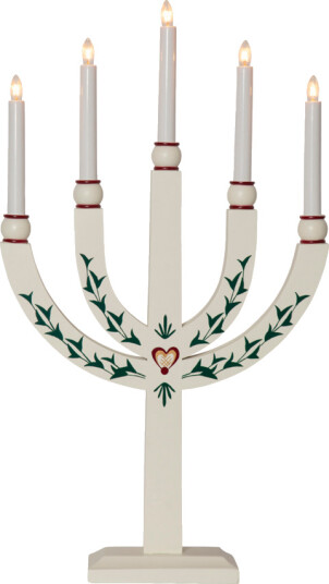 Star Trading Elias 61 cm Adventsstake i Hvit Tre med 5 Lyskilder
