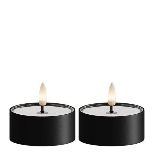 DeluxeHomeart LED metallic telys for inne og utendørs 6,7x3,1 cm 2 stk matt svart DeluxeHomeart LED metallic telys for inne og utendørs 6,7x3,1 cm 2 stk matt svart