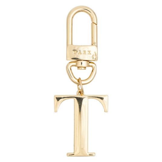 Dark Metal Letter Bag Charm Letter T Gold