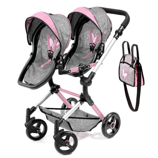 Bayer Twin Pram Neo Grey w. Butterfly 26233AA Bayer Twin Pram Neo Grey w. Butterfly 26233AA