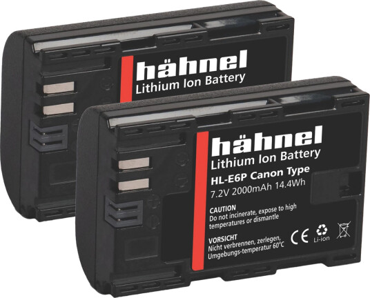 Hähnel Batteri HL-E6P/LP-E6P 2pk Canon 2x.Tilsvarer LP-E6/LP-E6N/LP-E6NH/LP-E6P Hähnel Batteri HL-E6P/LP-E6P 2pk Canon 2x.Tilsvarer LP-E6/LP-E6N/LP-E6NH/LP-E6P