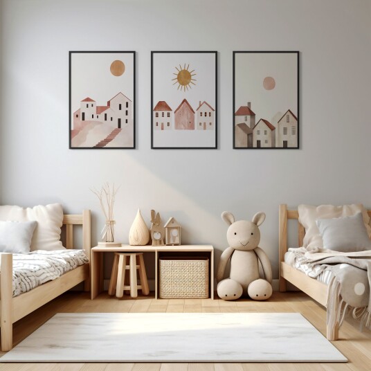 Namly Design Plakat Minimalistisk Landsby / Sett med 3 POSTERRYHD8M