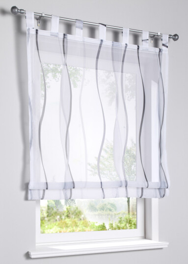 bonprix Liftgardin med bølgetrykk 2 (H/B: 140/80 cm),3 (H/B: 140/100 cm),1 (H/B: 140/60 cm),4 (H/B: 140/120 cm),5 (H/B: 140/140 cm) sølv