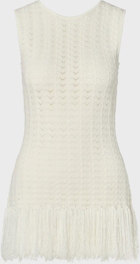 By Malina   Topp Amal Knitted Fringe   Hvit