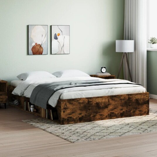 vidaXL Sengeramme røkt eik 150x200 cm 8721012158269