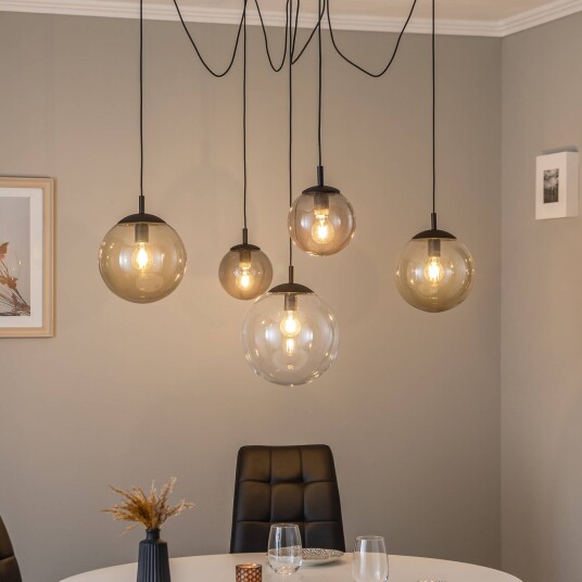 TK Lighting Esme pendellampe glass flerfarget fem lys desentralisert