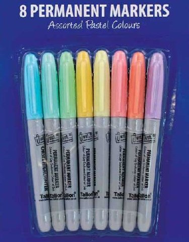Crosswear 8 stk Pastellfarget Permanente Tusjer med Rund Tupp