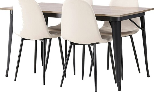 Spisegruppe Venture Home Tempe 140 cm med 4 Polar Stoler Fløyel