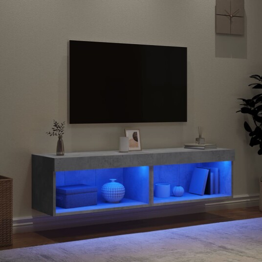 TV benker med LED lys 2 stk betonggrå 60x30x30 cm TV benker med LED lys 2 stk betonggrå 60x30x30 cm