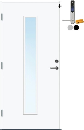 Ytterdør Bygg1 Volda Thermoisolert med Yale Entrus BxH 90x200 Høyre, NCS S-0502-Y, Hvit, Yale Sølv Ytterdør Bygg1 Volda Thermoisolert med Yale Entrus BxH 90x200 Høyre, NCS S-0502-Y, Hvit, Yale Sølv
