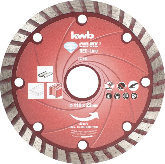 KWB CUT-FIX Red-Line Diamantkappeskive Ø115 mm 2,2 mm tykkelse KWB CUT-FIX Red-Line Diamantkappeskive Ø115 mm 2,2 mm tykkelse