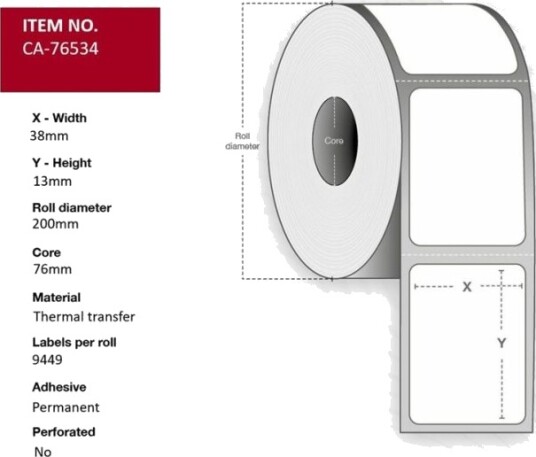 Capture - Polyester - Permanet Adhesiv - Hvit - 38 X 13 Mm 94490 Etikett(Er) (10 Rull(Er) X 9449) Merkelapper (Alternativ For: Zebra 76534)