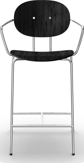 Sibast Furniture Piet Hein Barkrakk Krom med Armlener Sort Eik