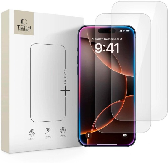Tech-Protect Glass Fit+ Skjermbeskyttelsesglass 2-pakning for iPhone 16/17 Pro Max - Gjennomsiktig