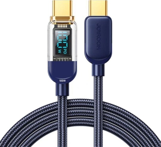 Joyroom USB-C til USB-C-kabel med skjerm 100W, 1,2m - Blå