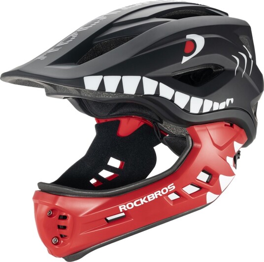 Rockbros TT-32006 Barnehjelm med avtakbar hakebeskytter ??? Str. S, 48-52 cm ??? Svart