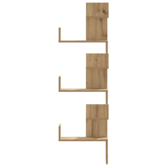 Veggmontert hjørnehylle artisan eik 45x45x147 cm konstruert tre