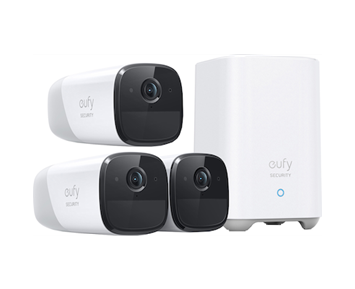 Eufy Cam 2 Pro 3-kamera overvåkingssystem 2K med HomeBase 2 - Batteridrevet, Allværsbeskyttet, Wi-Fi