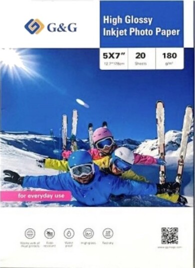 G&G Fotopapir 5x7" Glanset 180 g/m² 20 ark