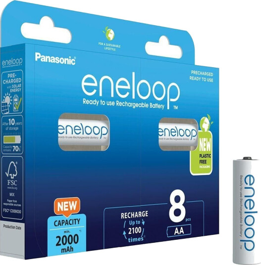 Panasonic Eneloop AA Oppladbare Batterier 8-pakk 2000mAh NiMH 1.2V