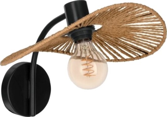 Eglo Siruela Vegglampe E27 Sort/Natur Fsc