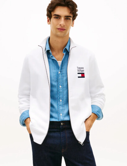 Tommy Hilfiger Tommy Embro Flag Stand Collar White XS