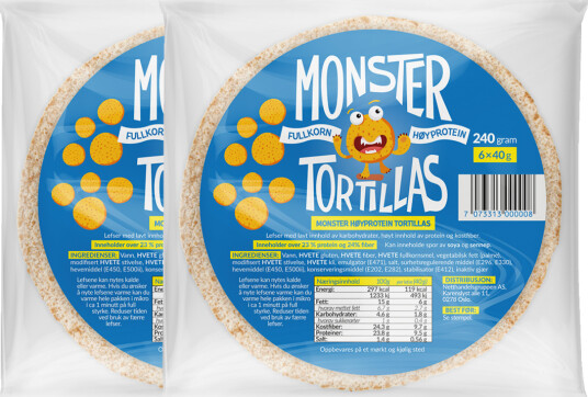 Monster Høyprotein Tortillas 2-Pack (12 lefser) Monster Høyprotein Tortillas 2-Pack (12 lefser)