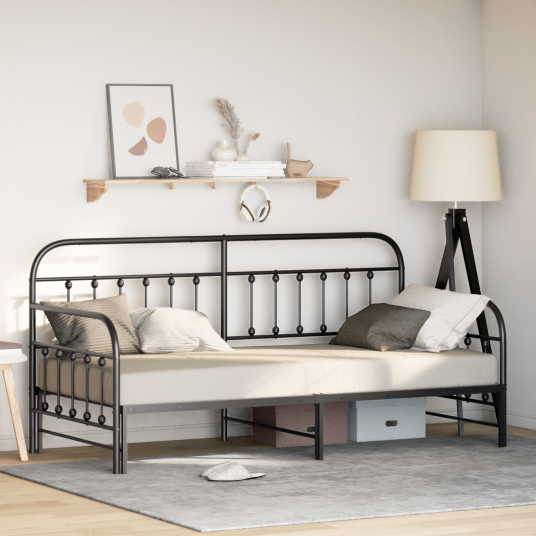 Sovesofa med soveseng i svart 107x203 cm av stål