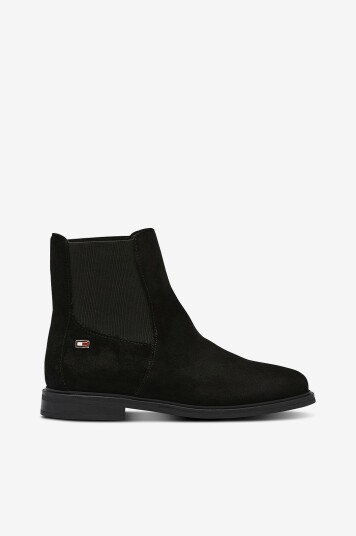 Tommy Hilfiger Boots Flag Suede Low Chelsea Svart