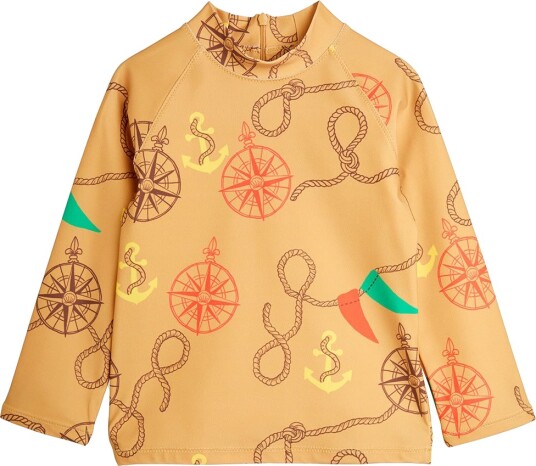 Mini Rodini Badetop Nautisk Aop Beige Mini Rodini 2 3 år 92 98 Badetøy
