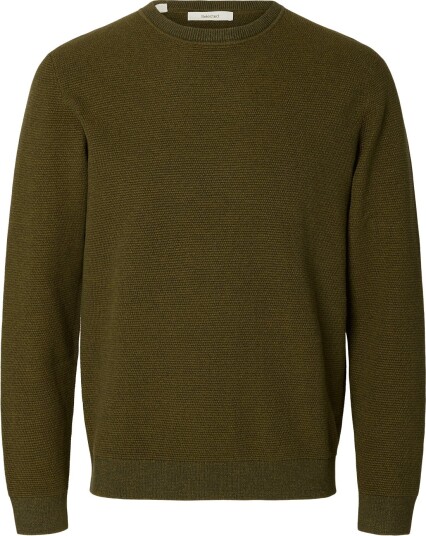 Selected Slmross Ls Knit Structure Crew Neck Noos   FOREST NIGHT   XL