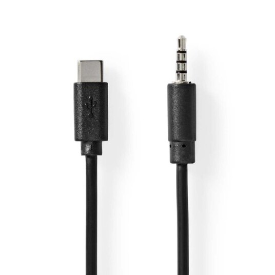 Nedis USB-C™ Adapter | USB 2.0 | USB-C™ Hann | 3.5 mm Han | 1.00 m | Rund | Nikkel belagt | Sort | Label