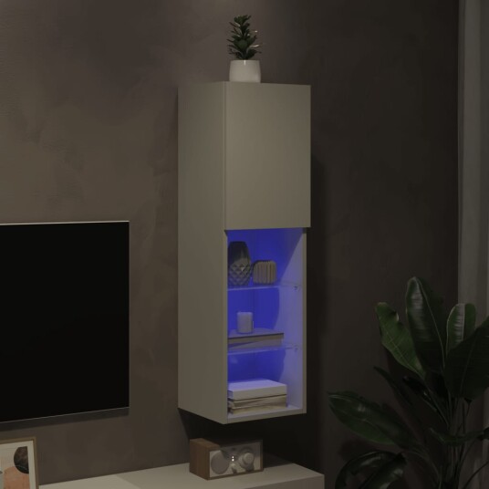 vidaXL TV-benk med LED-lys hvit 30,5x30x102 cm 8721012255999 vidaXL TV-benk med LED-lys hvit 30,5x30x102 cm 8721012255999