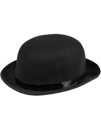 Svart Bowlerhatt med Strikk Kant på Innsiden