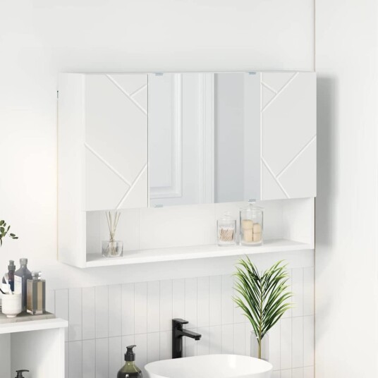  Baderomsspeilskap med dør Hvit 80 x 17 x 55 cm Konstruert tre