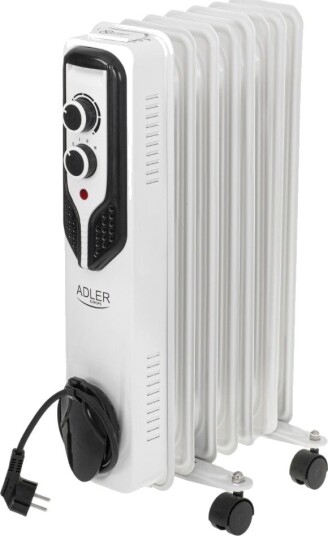 Adler AD7815 Oljeradiator 1500W, 7 ribber, Hvit, Mobil Adler AD7815 Oljeradiator 1500W, 7 ribber, Hvit, Mobil