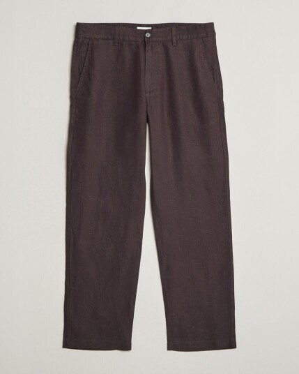 NN07 Aden Regular Fit Linen Trousers Dusky Port NN07 Aden Regular Fit Linen Trousers Dusky Port