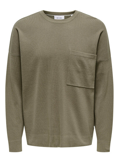 ONLY & SONS Onslamai Ovz 12 Ls Pocket Crew Knit - Green - S