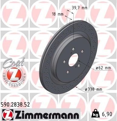 Bremseskive ZIMMERMANN 590.2838.52