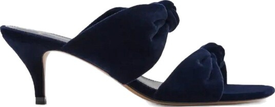 Mango Velvet Knot-Heeled Sandal - DARK BLUE - 42