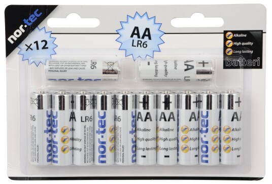 BATTERI ALKALINE AA 1,5V 12STK