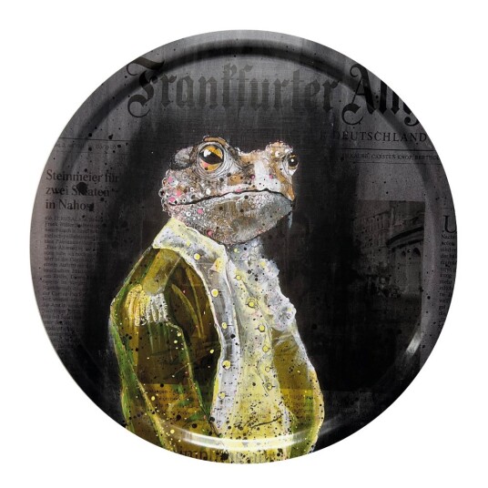 Lisa Törner Art Bordbrikke Rund Frogs of Wall Street 38 cm svart