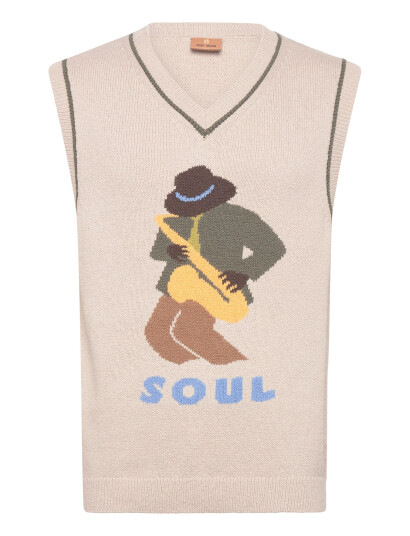 Mos Mosh Gallery Mmgjazz Intarsia Knit Vest Beige M