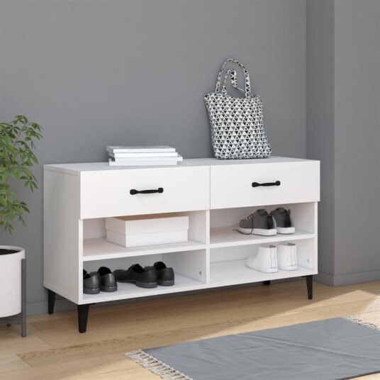 vidaXL Skoskap hvit 102x35x55 cm konstruert tre vidaXL Skoskap hvit 102x35x55 cm konstruert tre