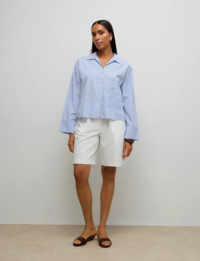 Vero Moda Awally Ls Boxy Shirt Blue XS