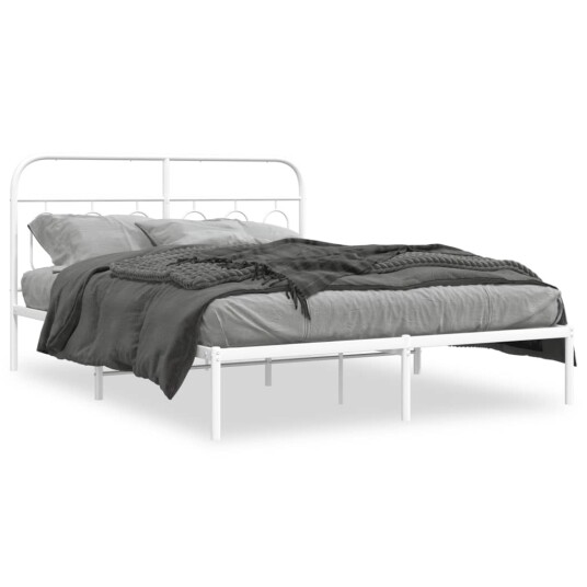  Sengeramme i metall med hodegavl hvit 140x200 cm 8721102646379