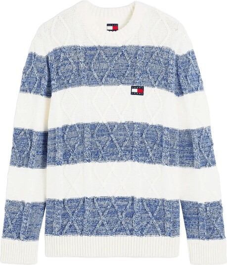 Tommy Jeans Tjm Reg Striped Cable Sweater White S